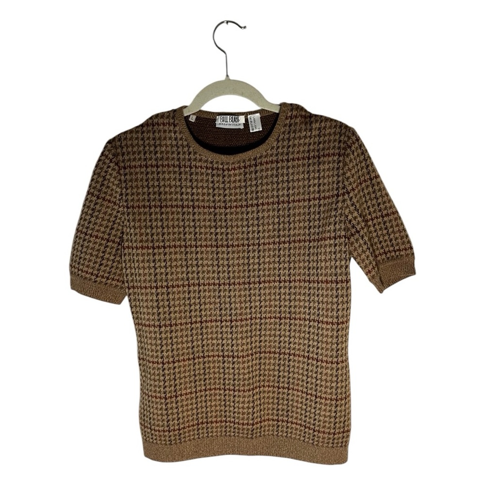 BILL BLASS Vintage Wool Knit Top Brown Size L Italian Made